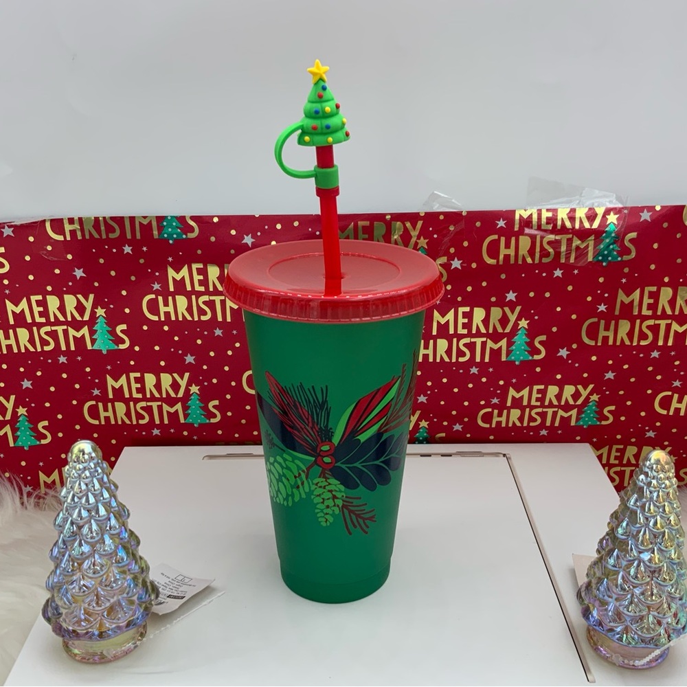 STARBUCKS HOLIDAY RED GREEN GLITTER 24oz COLD CUP